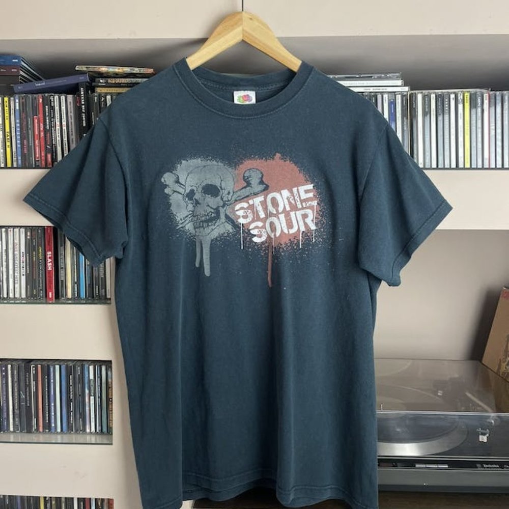 Vintage Stone Sour Band Tee Skull Logo Rock Metal Streetwear